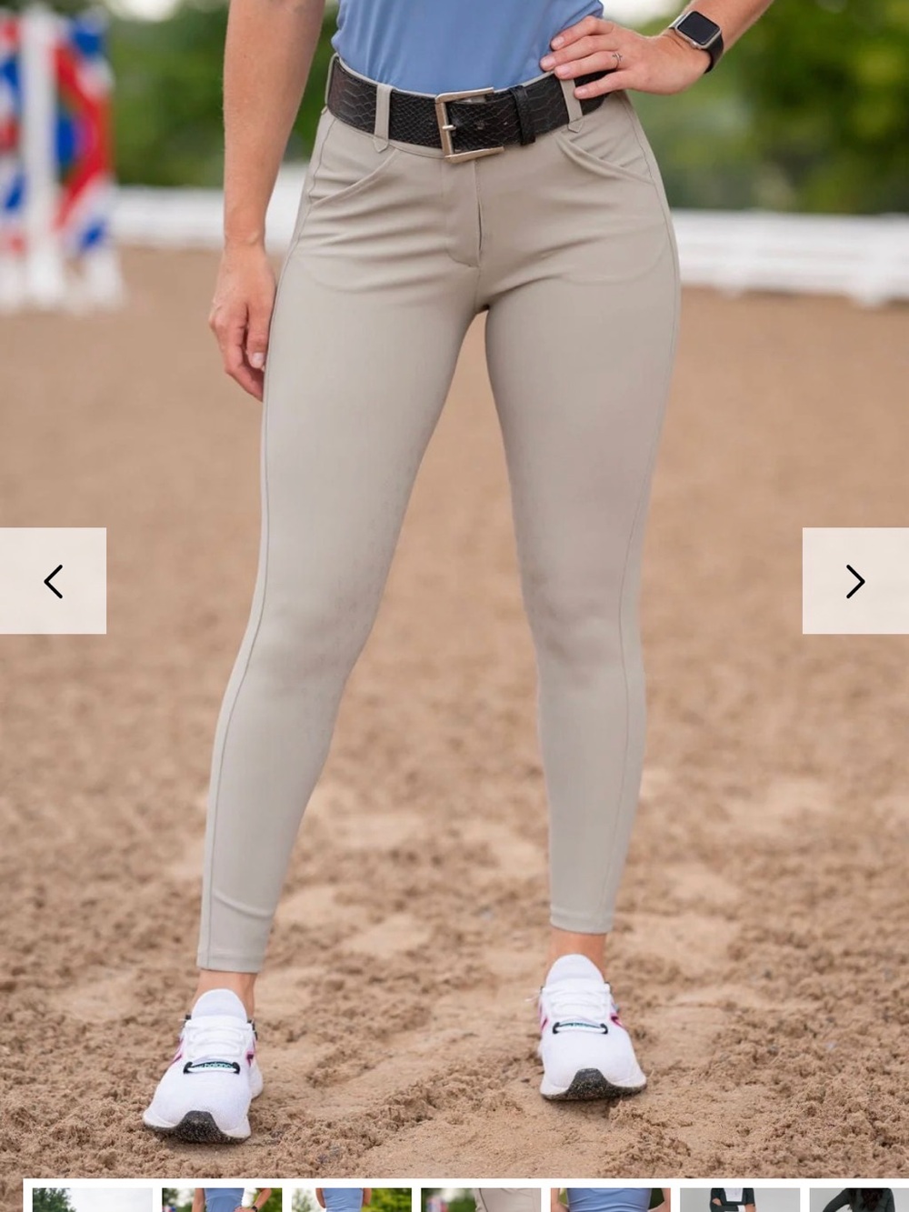 High-Rise Performance Equestrian Leggings in Light Taupe